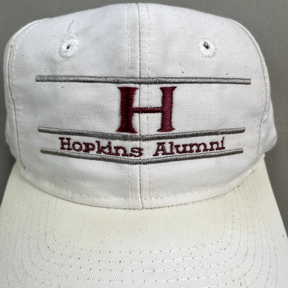 Vintage Hopkins University Hat Cap Snapback White The Game Bar Script Logo 90s - Picture 3 of 9